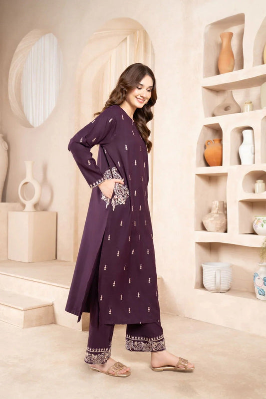 IRIS Plum-2PC Embroidered lawn