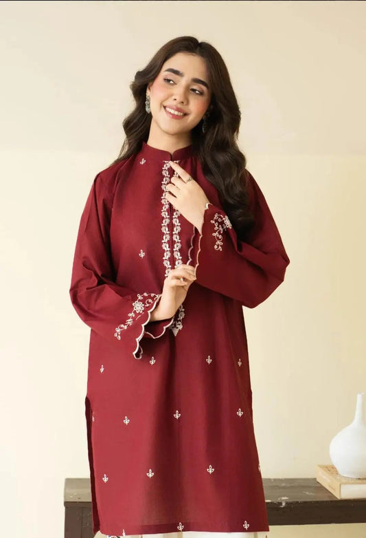 Zarf 2 Piece Embroidered Lawn Shirt and Trouser Front View by Shai Noor Pakistan