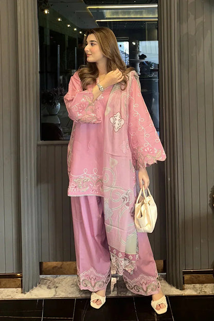 Blush 3 Piece Embroidered Lawn Suit for Women by Shai Noor – Embroidered Shirt, Embroidered Trouser & Printed Dupatta, Made in Pakistan