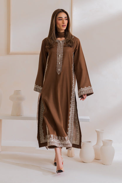 Mocha Royale 3PC Embroidered Lawn