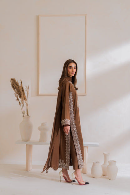 Mocha Royale 3PC Embroidered Lawn