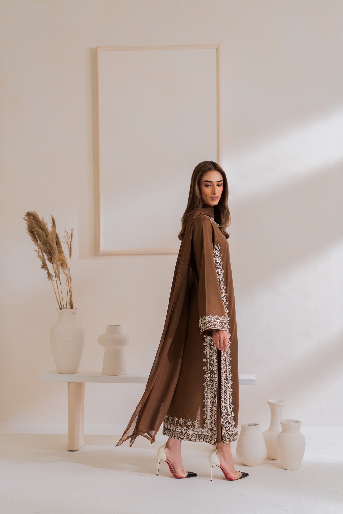 Mocha Royale 3PC Embroidered Lawn
