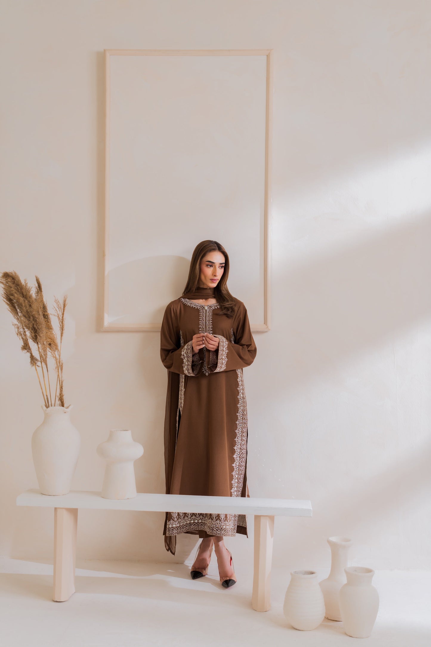 Mocha Royale 3PC Embroidered Lawn