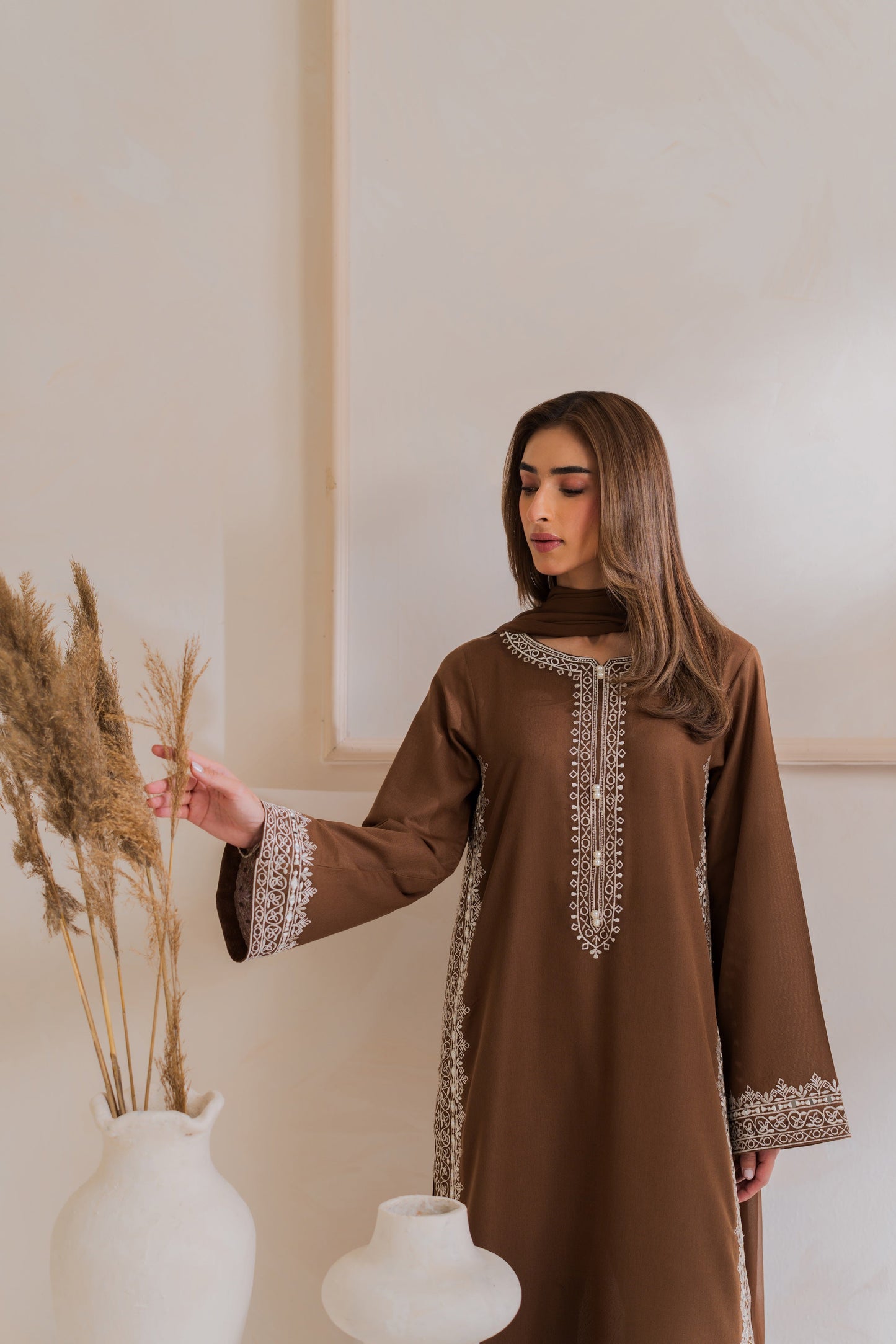 Mocha Royale 3PC Embroidered Lawn