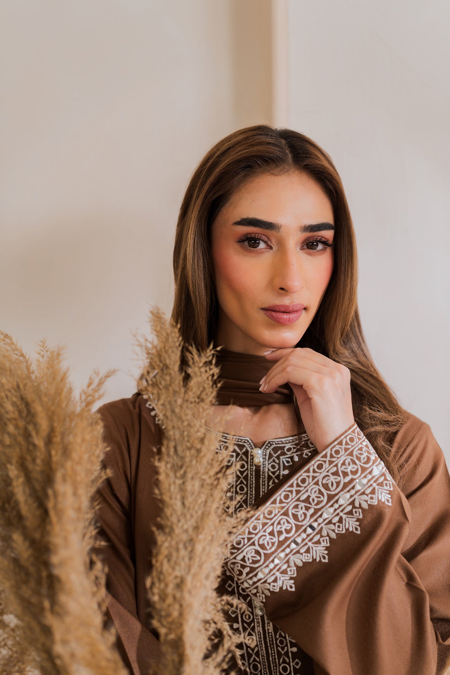 Mocha Royale 3PC Embroidered Lawn