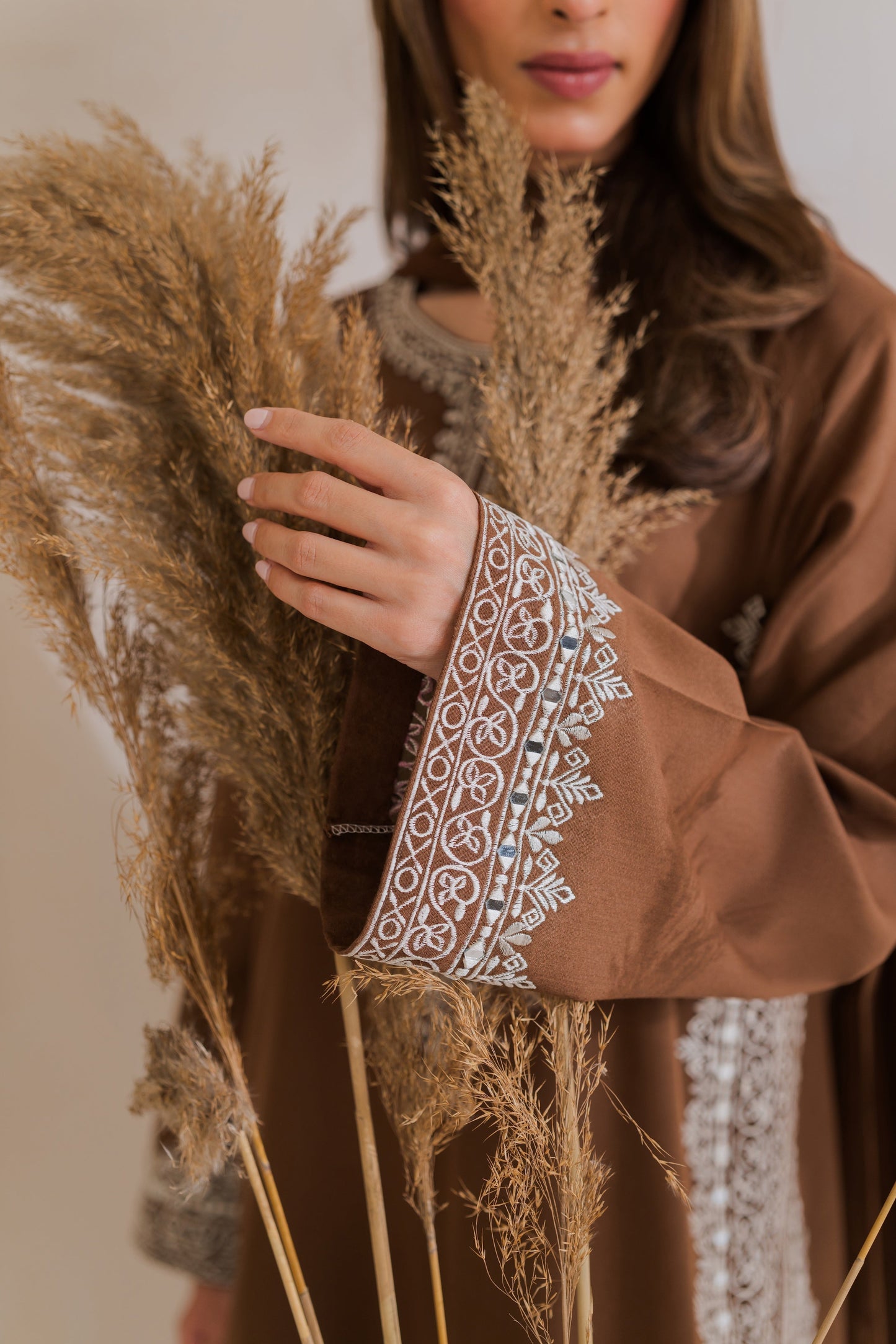 Mocha Royale 3PC Embroidered Lawn