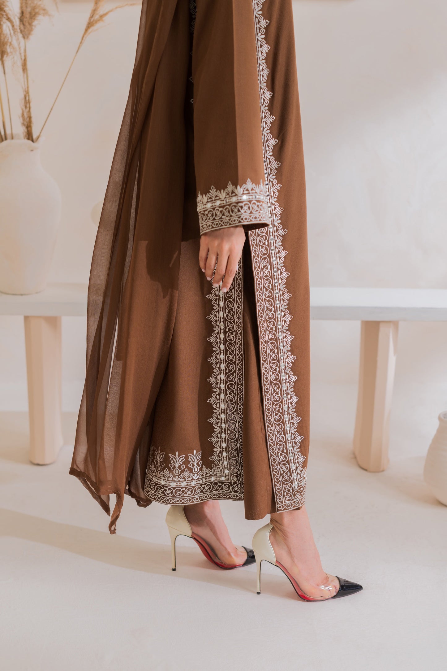 Mocha Royale 3PC Embroidered Lawn