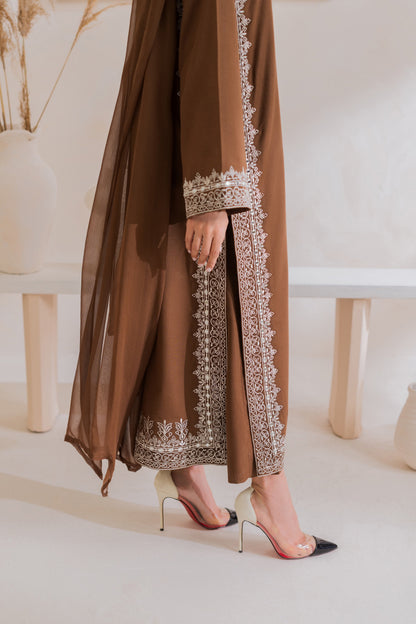 Mocha Royale 3PC Embroidered Lawn