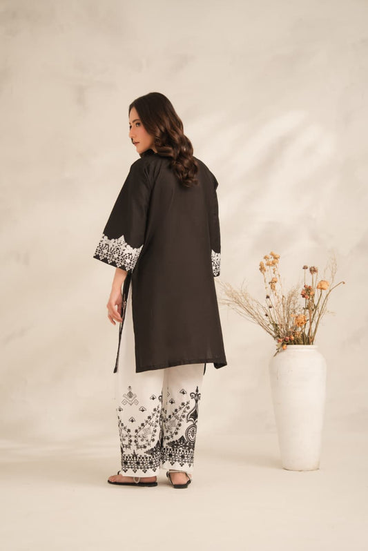 Charcol Motif-2PC Embroidered lawn