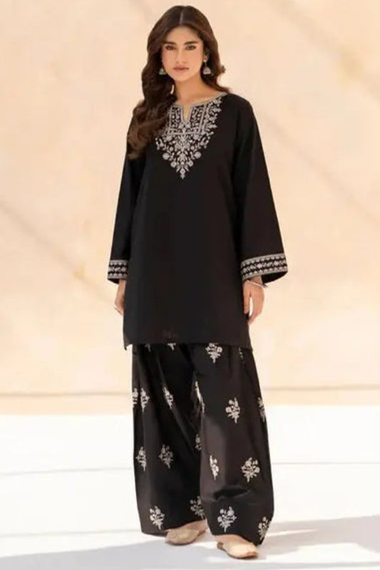 Black Sajal 2 piece Embroidered Lawn