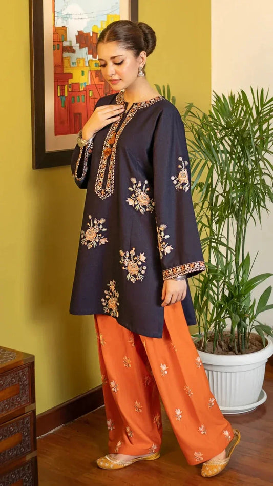 Chand 2 Piece Embroidered Lawn Shirt and Trouser Front View by Shai Noor Pakistan