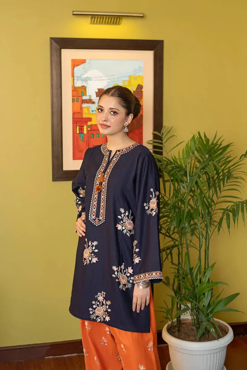 Chand 2 Piece Embroidered Lawn Shirt and Trouser Side View by Shai Noor Pakistan