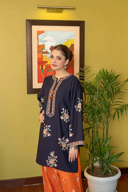 Chand 2 Piece Embroidered Lawn Shirt and Trouser Side View by Shai Noor Pakistan