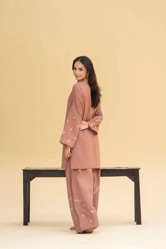 Huria 2 Piece Embroidered Shirt and Trouser Back View by Shai Noor Pakistan