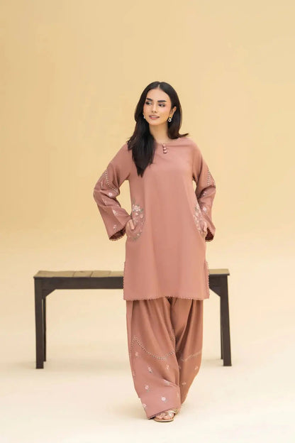 Huria 2 Piece Embroidered Shirt and Trouser Front View by Shai Noor Pakistan