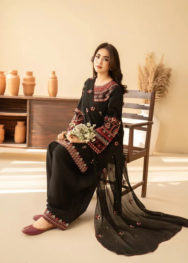 Shai Noor embroidered lawn suit for women, 3-piece set with intricate embroidery, made in Pakistan, traditional and elegant design