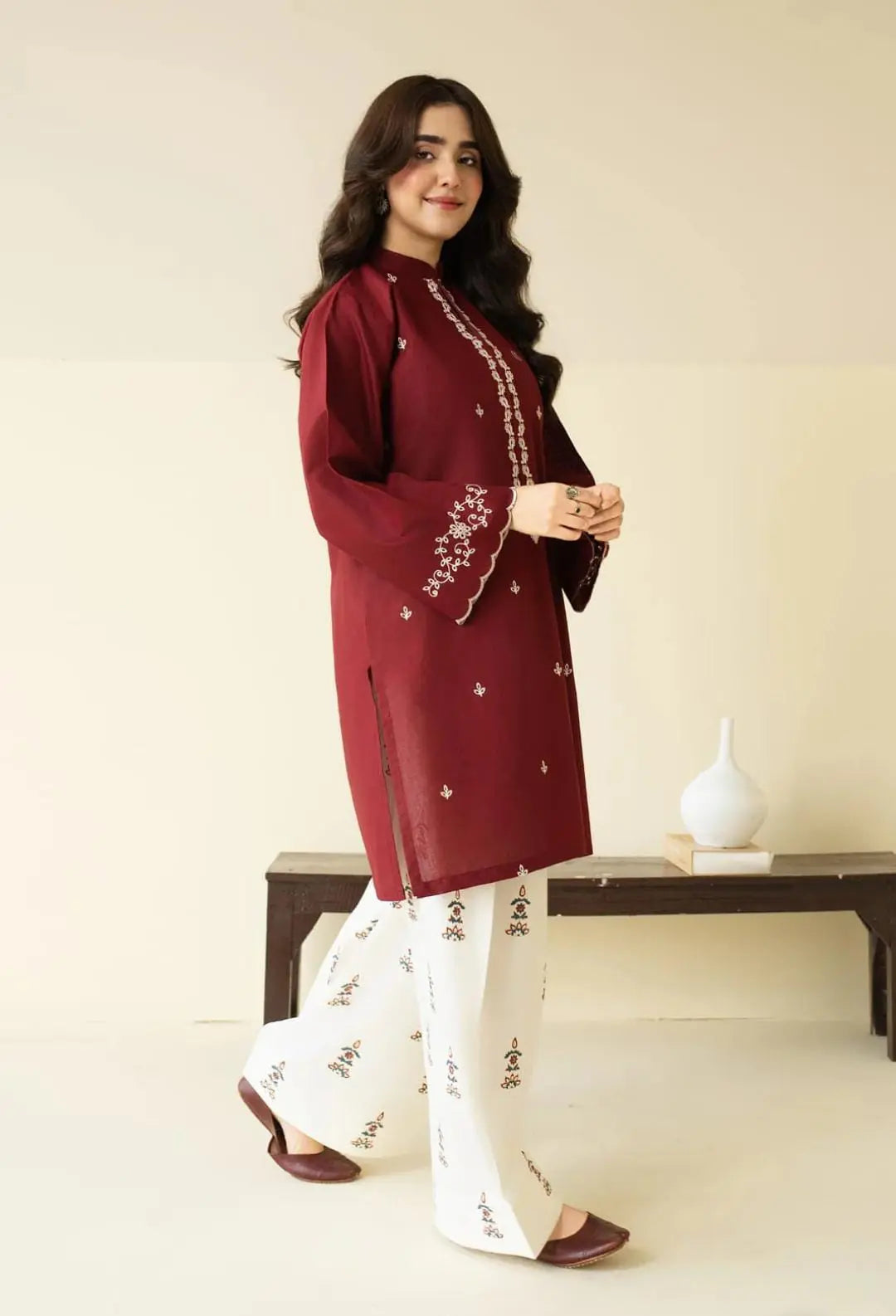 Zarf 2 Piece Embroidered Lawn Shirt and Trouser Side View by Shai Noor Pakistan